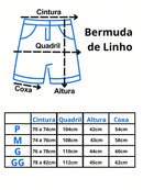 Kit 3 Bermudas em Linho Premium Shorts linho Dia dos Pais