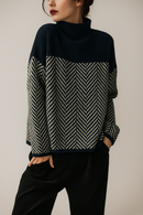 Suéter Contraste Gola Alta