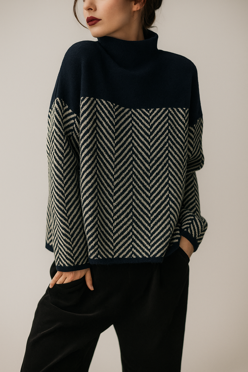 Suéter Contraste Gola Alta