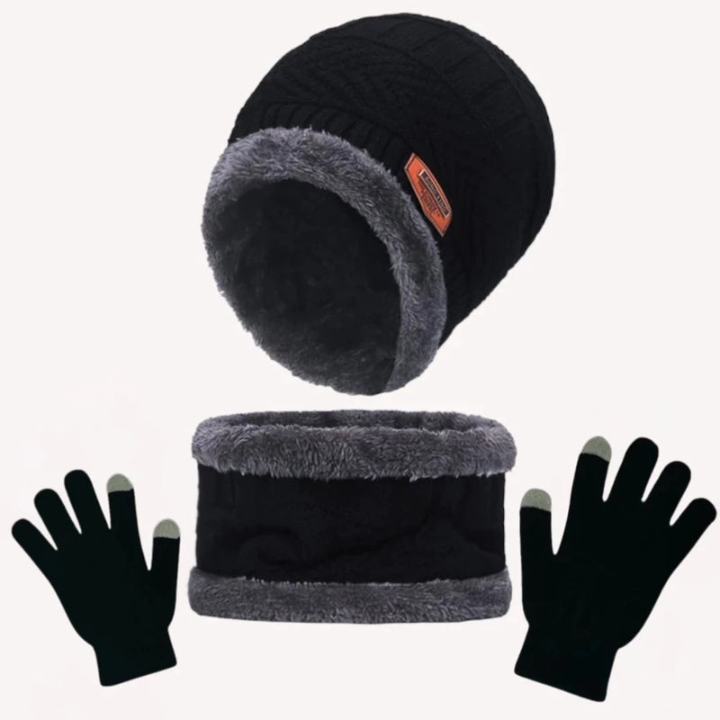 Kit Inverno Luva +Touca com gorro + Jaqueta Puffer