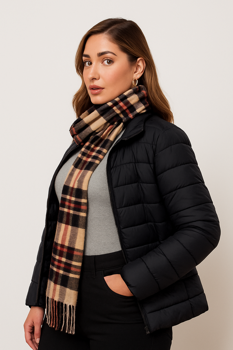 kit Jaqueta Puffer Feminina + Cachecol