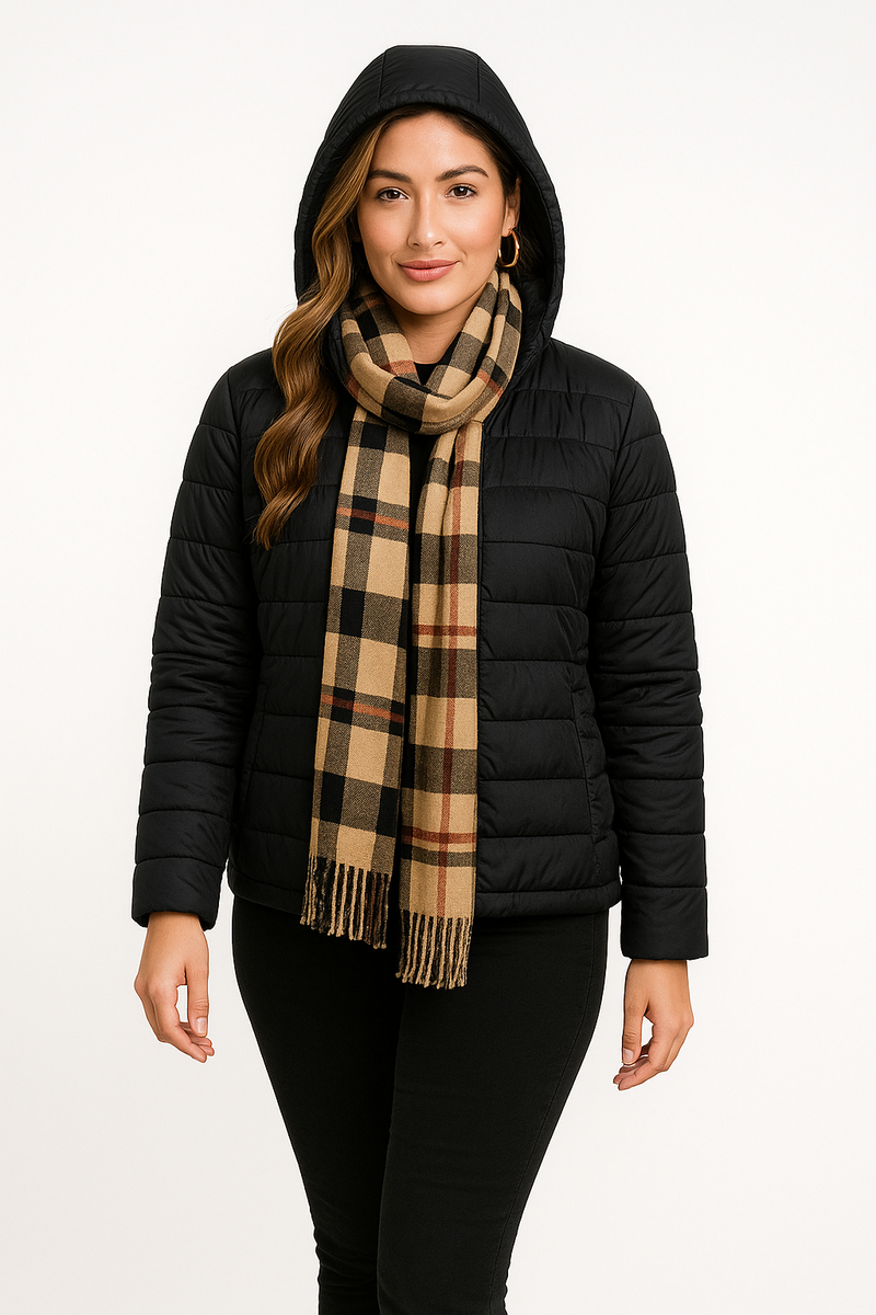 kit Jaqueta Puffer Feminina + Cachecol