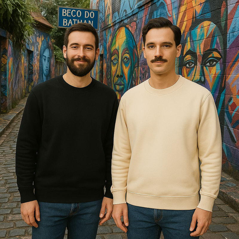 Kit 2 Moletons Careca Gola Redonda Liso com Ribana