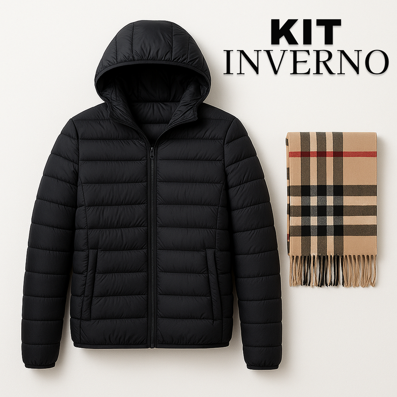 kit Jaqueta Puffer Feminina + Cachecol