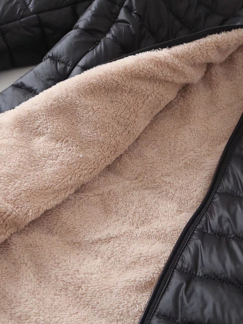 Casaco Impermeável Forrado de Lã com Zíper