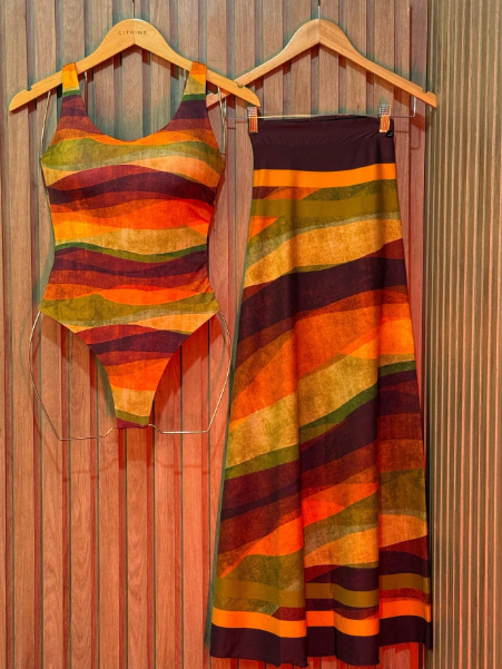 Kit Conjunto Body Maiô E Saida De Praia Premium