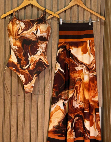 Kit Conjunto Body Maiô E Saida De Praia Premium