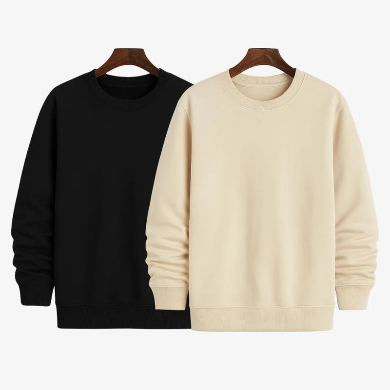 Kit 2 Moletons Careca Gola Redonda Liso com Ribana