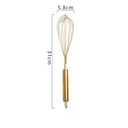 Batedor Manual Dourado de Aço Inoxidável Casa e Jardim - Batedor Manual Dourado de Aço Inoxidável KITO MAGAZINE 