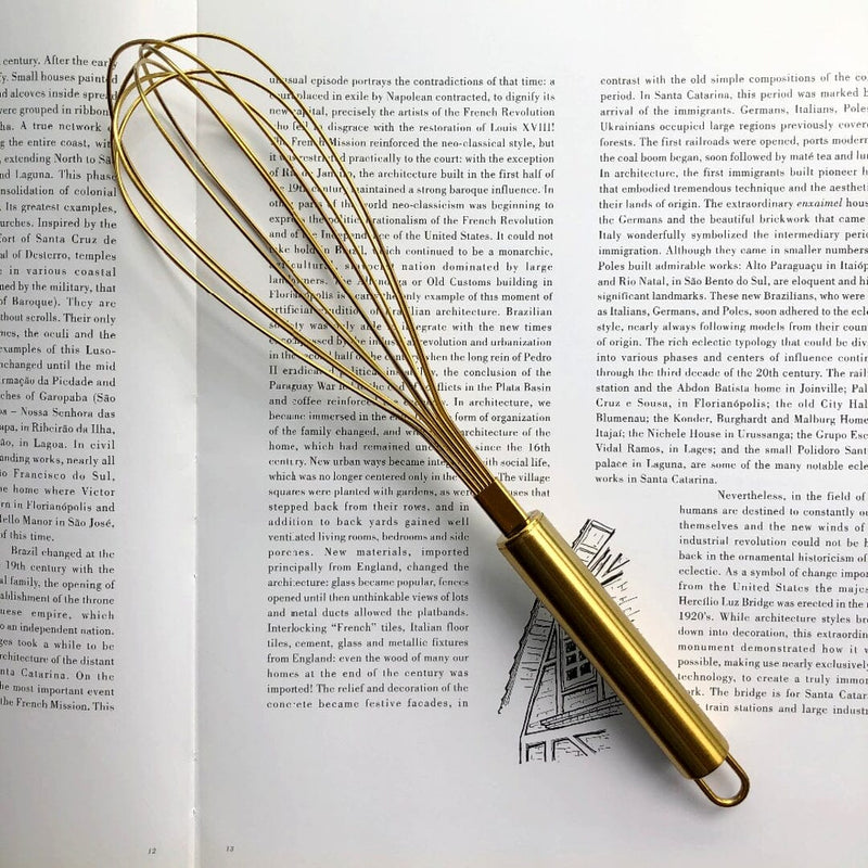 Batedor Manual Dourado de Aço Inoxidável Casa e Jardim - Batedor Manual Dourado de Aço Inoxidável KITO MAGAZINE Dourado 