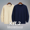 Kit 2 Moletons Careca Gola Redonda Liso com Ribana