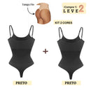 Body Modelador - ShapeSlim [Compre 1 & Leve 2] Body Modelador - ShapeSlim [Compre 1 & Leve 2] Fiordi Brasil Tanga Fio Preto + Preto PP