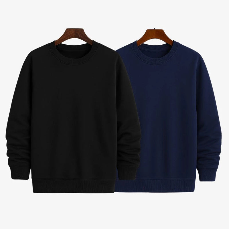 Kit 2 Moletons Careca Gola Redonda Liso com Ribana