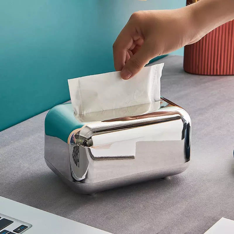 Caixa Porta Lenço Umedecido e Papel Cromado Escritório - Caixa Porta Lenço Umedecido e Papel Cromado Kito Magazine 