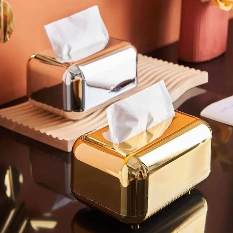 Caixa Porta Lenço Umedecido e Papel Cromado Escritório - Caixa Porta Lenço Umedecido e Papel Cromado Kito Magazine 