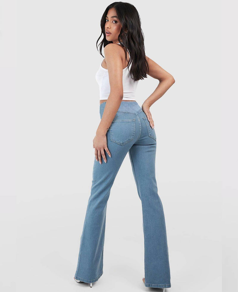 Calça Jeans Feminina Mab Ganga Wide Leg - Cintura Alta Cruzada Calça Jeans Feminina Mab Ganga Wide Leg - Cintura Alta Cruzada Kito Magazine 