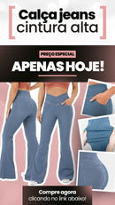 Calça Jeans Feminina Mab Ganga Wide Leg - Cintura Alta Cruzada Calça Jeans Feminina Mab Ganga Wide Leg - Cintura Alta Cruzada Kito Magazine 