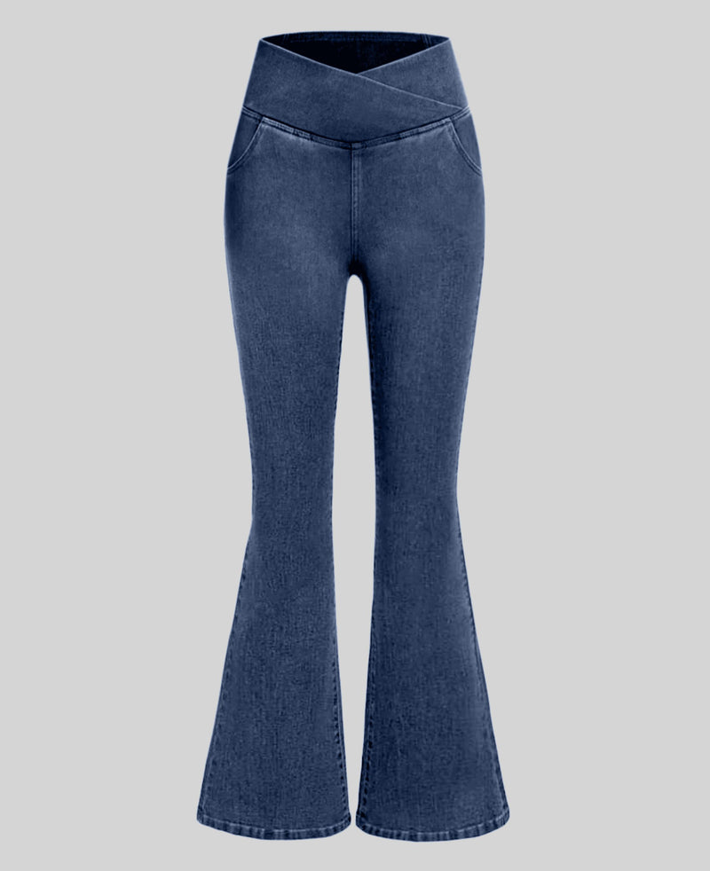 Calça Jeans Feminina Mab Ganga Wide Leg - Cintura Alta Cruzada Calça Jeans Feminina Mab Ganga Wide Leg - Cintura Alta Cruzada Kito Magazine 