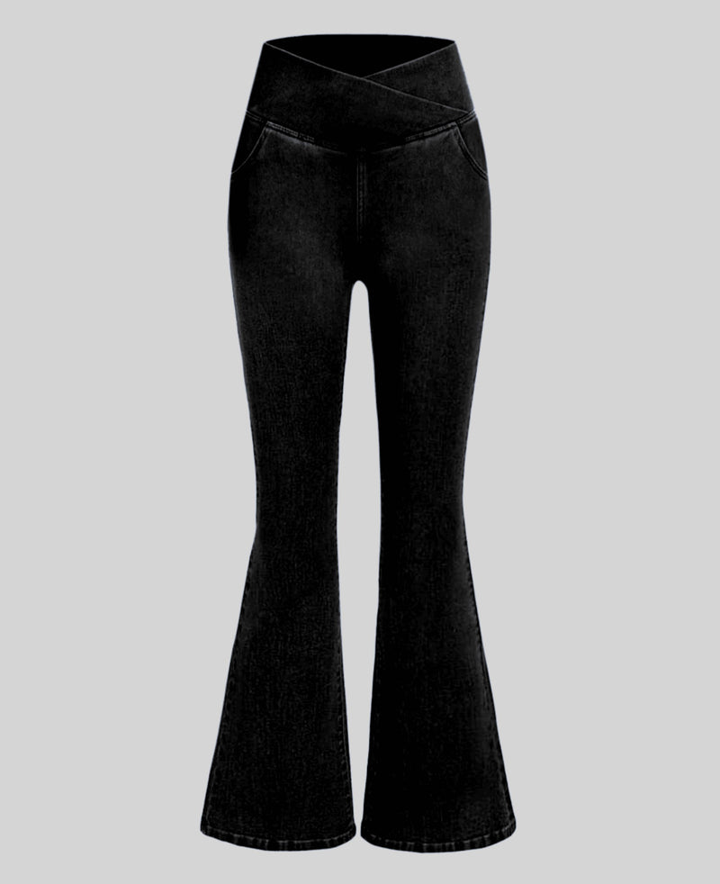 Calça Jeans Feminina Mab Ganga Wide Leg - Cintura Alta Cruzada Calça Jeans Feminina Mab Ganga Wide Leg - Cintura Alta Cruzada Kito Magazine 