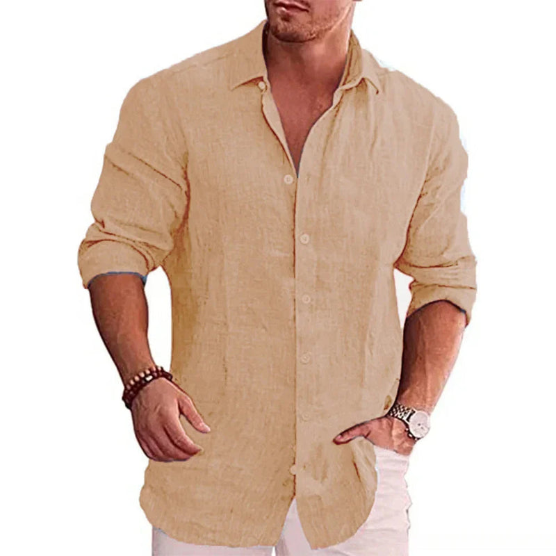 Camisa Masculina Linho de Algodão Billion Camisa Masculina Linho de Algodão Billion Kito Magazine Bege M 