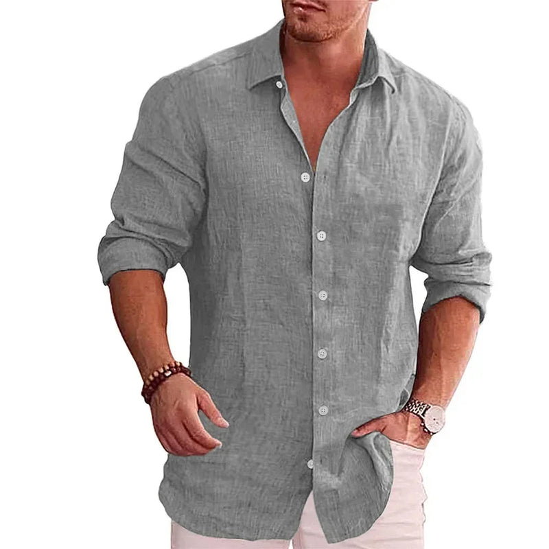 Camisa Masculina Linho de Algodão Billion Camisa Masculina Linho de Algodão Billion Kito Magazine Cinza M 