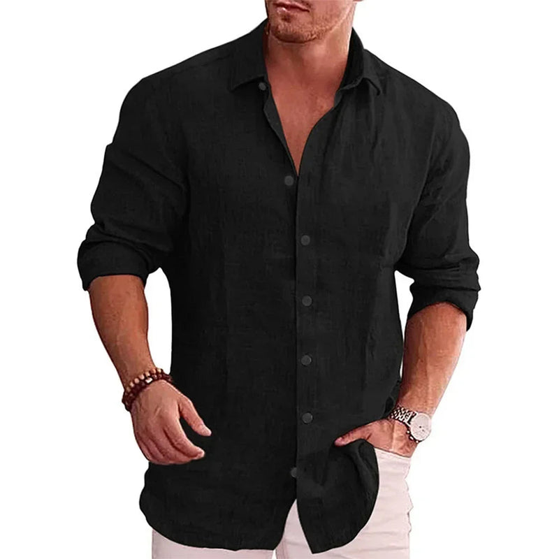 Camisa Masculina Linho de Algodão Billion Camisa Masculina Linho de Algodão Billion Kito Magazine Preto M 