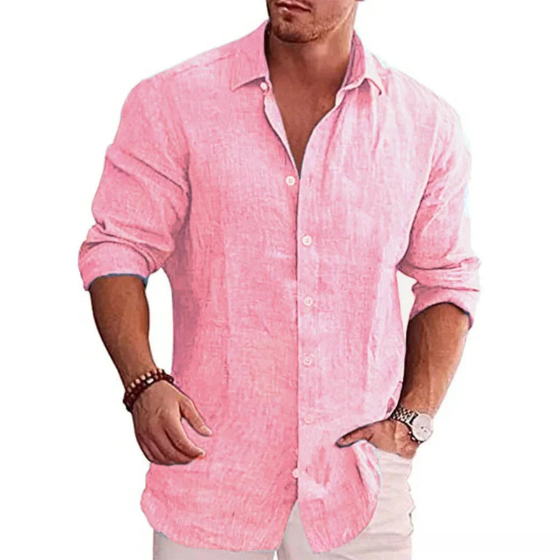 Camisa Masculina Linho de Algodão Billion Camisa Masculina Linho de Algodão Billion Kito Magazine Rosa M 