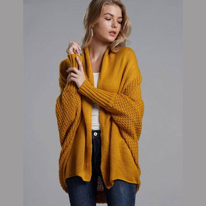 Cardigan Feminino Alexa Tricô Casacos Femininos - Cardigan Feminino Alexa Tricô Kito Magazine Amarelo Único 