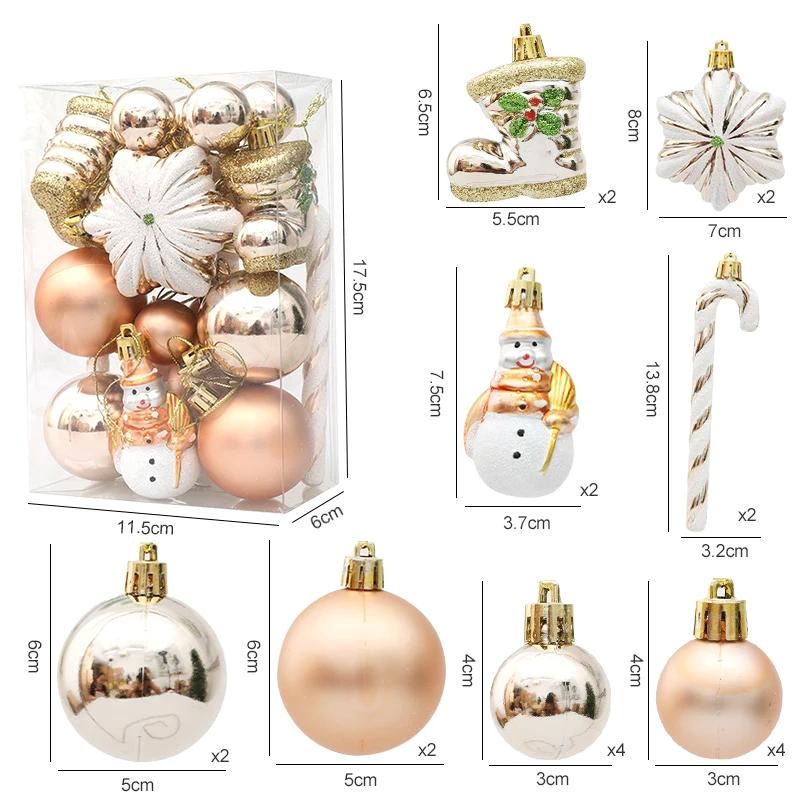 Conjunto de Decorações para Árvore de Natal Casa e Jardim - Conjunto de Decorações para Árvore de Natal Kito Magazine Champagne - 20 Unidades 