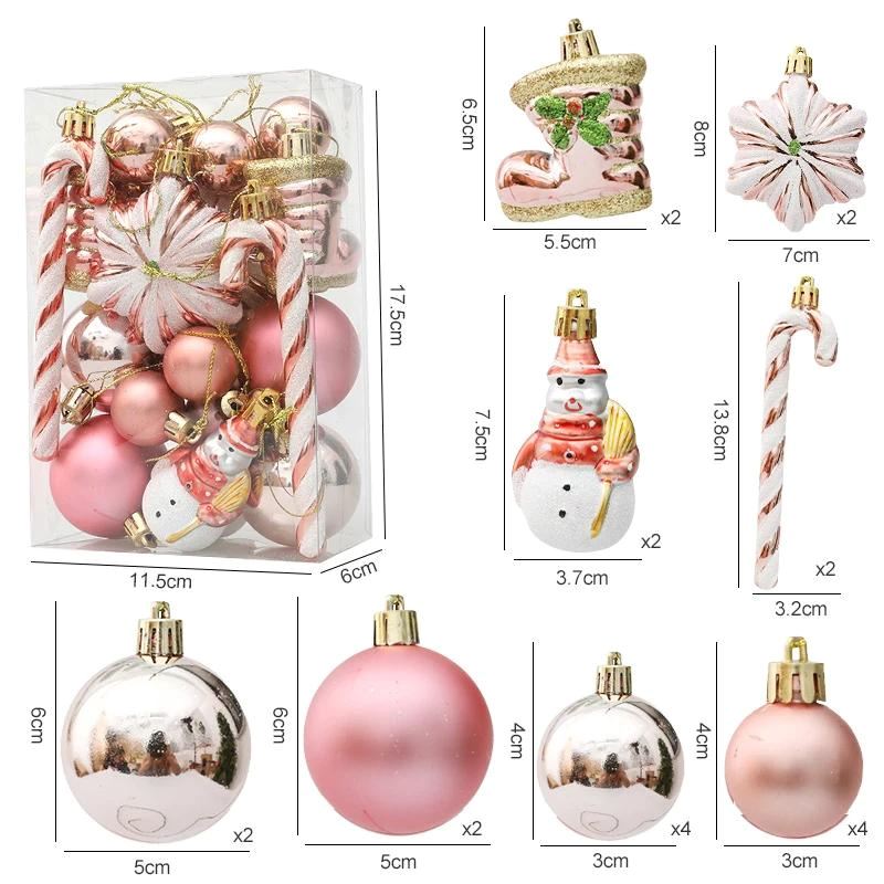 Conjunto de Decorações para Árvore de Natal Casa e Jardim - Conjunto de Decorações para Árvore de Natal Kito Magazine Rosé - 20 Unidades 