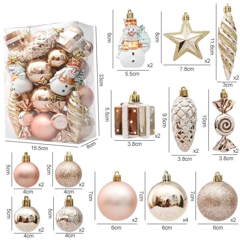 Conjunto de Decorações para Árvore de Natal Casa e Jardim - Conjunto de Decorações para Árvore de Natal Kito Magazine Rosé - 29 Unidades 