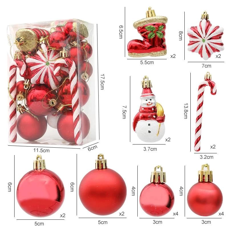 Conjunto de Decorações para Árvore de Natal Casa e Jardim - Conjunto de Decorações para Árvore de Natal Kito Magazine Vermelho - 20 Unidades 