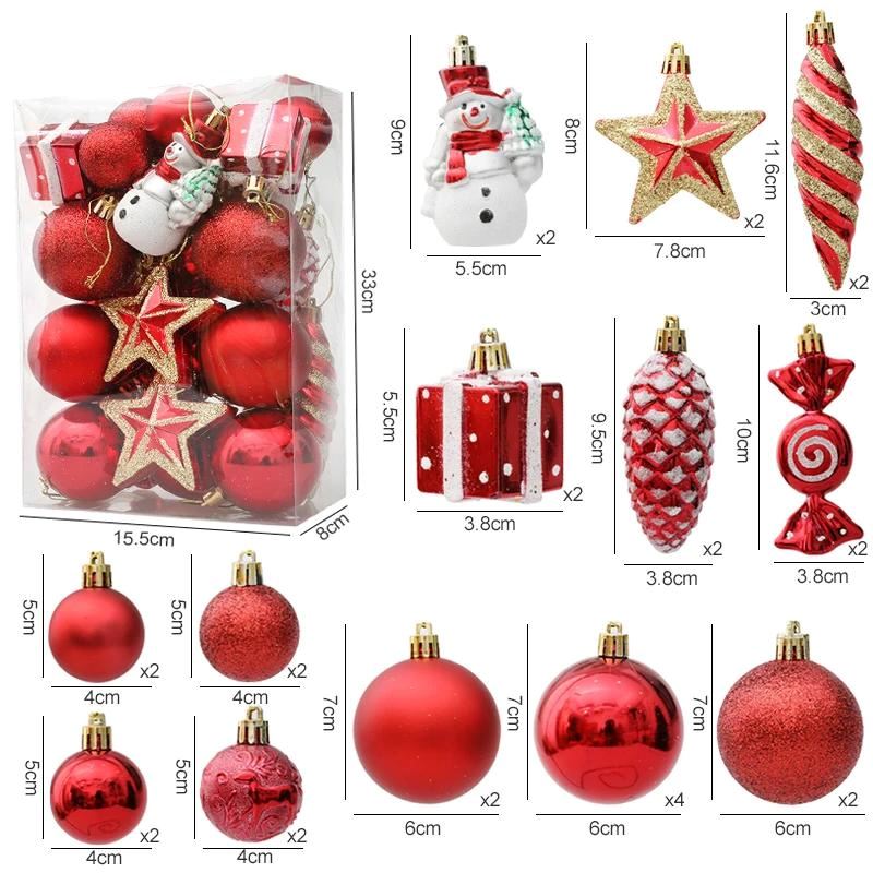 Conjunto de Decorações para Árvore de Natal Casa e Jardim - Conjunto de Decorações para Árvore de Natal Kito Magazine Vermelho - 29 Unidades 