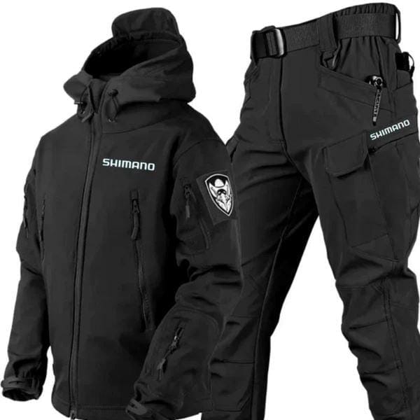 Conjunto Jaqueta Impermeável Militar com Proteção UV + Calça de Pesca Tática -  Conjunto Jaqueta Impermeável Militar com Proteção UV + Calça de Pesca Tática - Shimano Kito Magazine Preto P 