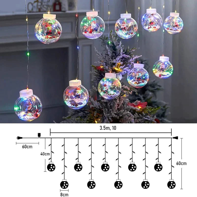 Cortina de Luzes em LED Globos Decoração de Natal Casa e Jardim - Cortina de Luzes em LED Globos Decoração de Natal KITO MAGAZINE 