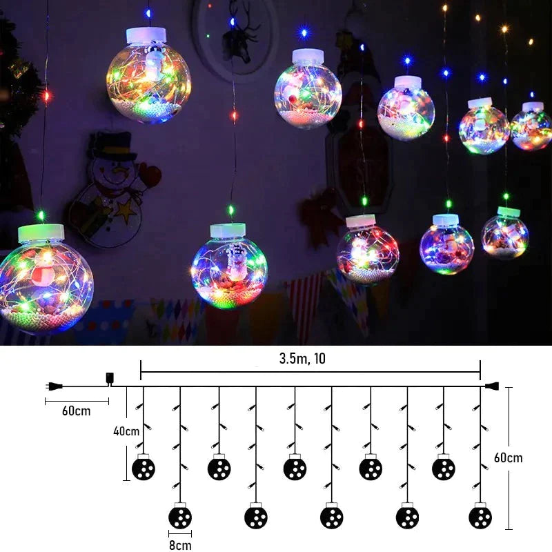 Cortina de Luzes em LED Globos Decoração de Natal Casa e Jardim - Cortina de Luzes em LED Globos Decoração de Natal KITO MAGAZINE 