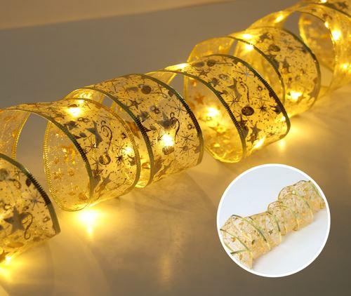 Fita Led para Decoração Árvore de Natal Casa e Jardim - Fita Led para Decoração Árvore de Natal Kito Magazine Dourado com Led Amarelo 1M 