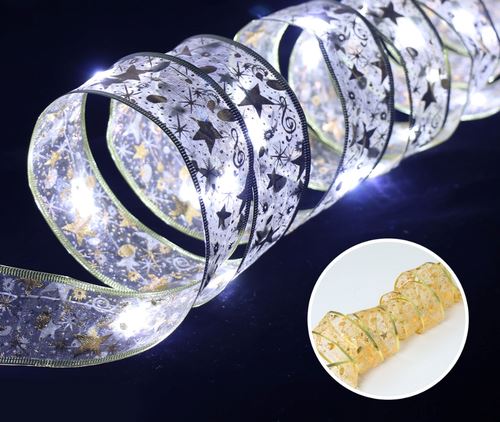 Fita Led para Decoração Árvore de Natal Casa e Jardim - Fita Led para Decoração Árvore de Natal Kito Magazine Dourado com Led Branco 1M 