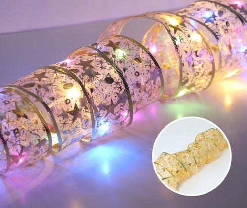 Fita Led para Decoração Árvore de Natal Casa e Jardim - Fita Led para Decoração Árvore de Natal Kito Magazine Dourado com Led Colorido 1M 