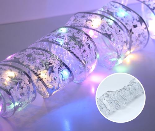Fita Led para Decoração Árvore de Natal Casa e Jardim - Fita Led para Decoração Árvore de Natal Kito Magazine Prata com Led Colorido 1M 