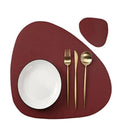 Jogo Americano Redondo em Couro 4 Lugares Mesa Posta - Jogo Americano Redondo em Couro 4 Lugares Kito Magazine Vinho 