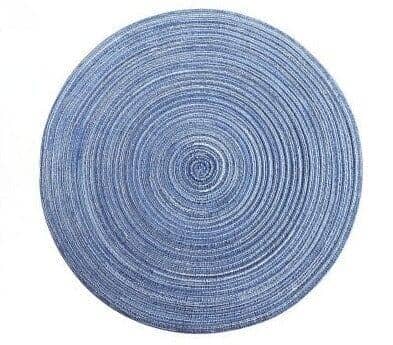 Jogo Americano Redondo em Linho Mesa Posta - Jogo Americano Redondo em Linho Housee - 6 Lugares - Coleção Decoração Kito Magazine Azul 