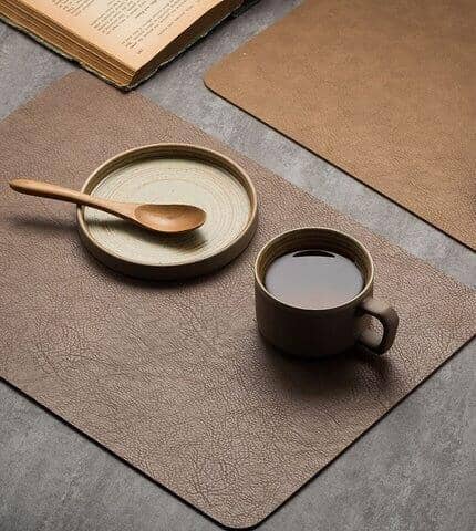 Jogo Americano Retangular em Couro Mesa Posta - Jogo Americano Retangular em Couro Housee - Coleção Decoração Kito Magazine 