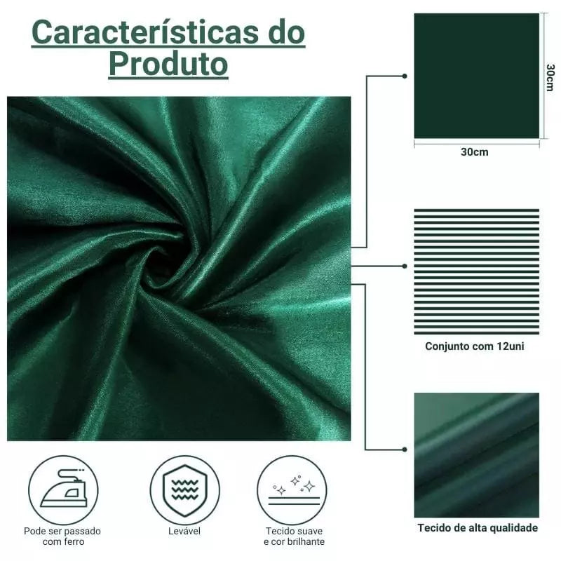 Jogo Guardanapos de Tecido Mesa Posta Cetim 12 peças Mesa Posta - Jogo Guardanapos de Tecido Mesa Posta Cetim 12 peças Kito Magazine 