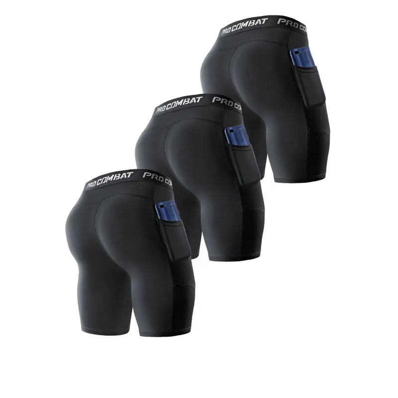 KIT 3 Bermudas de Compressão para Treino – Segunda Pele ProCombat KIT 3 Bermudas de Compressão para Treino – Segunda Pele ProCombat Kito Magazine M Preto 