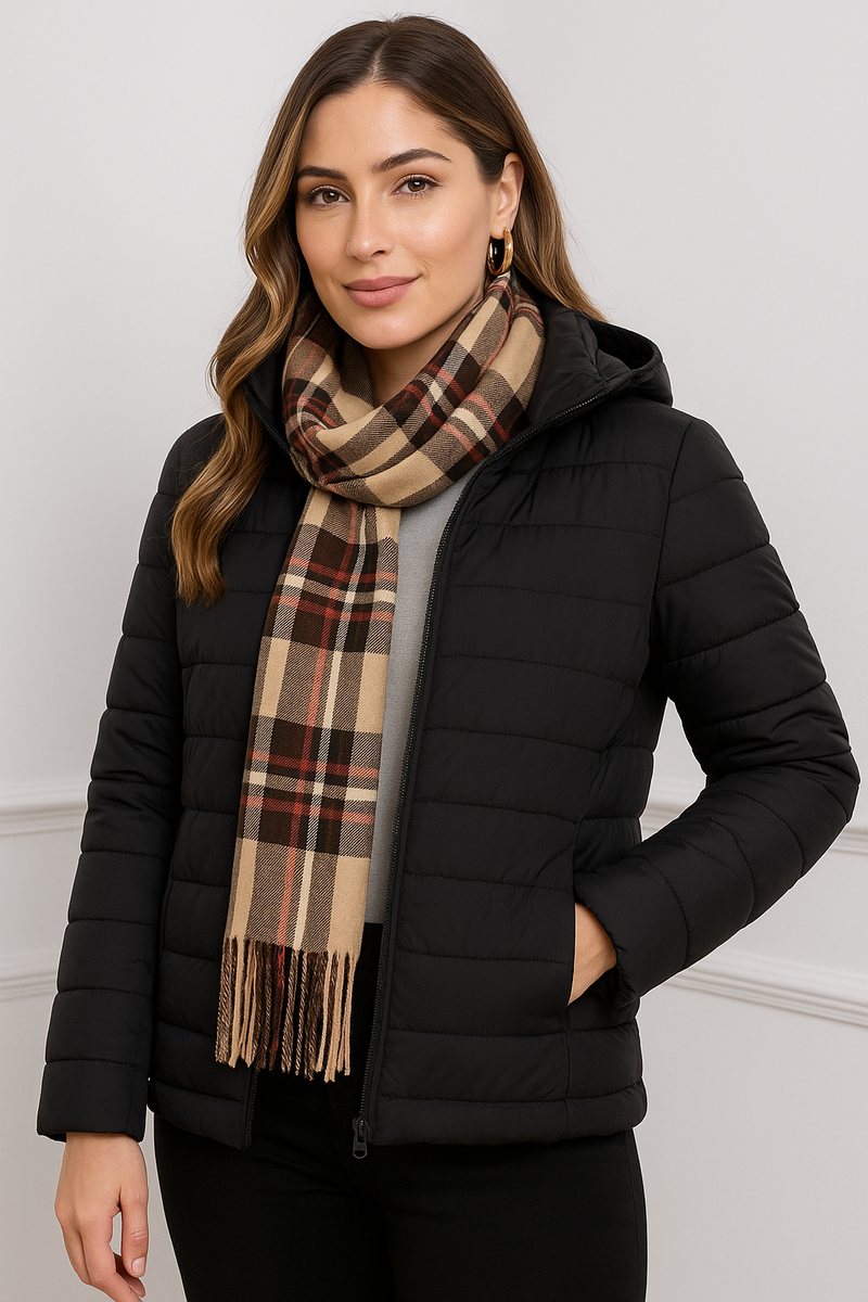 kit Jaqueta Puffer Feminina + Cachecol