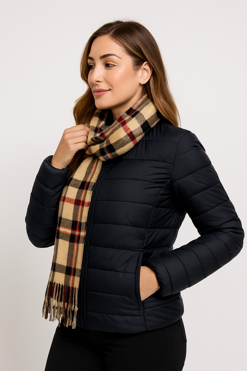 kit Jaqueta Puffer Feminina + Cachecol