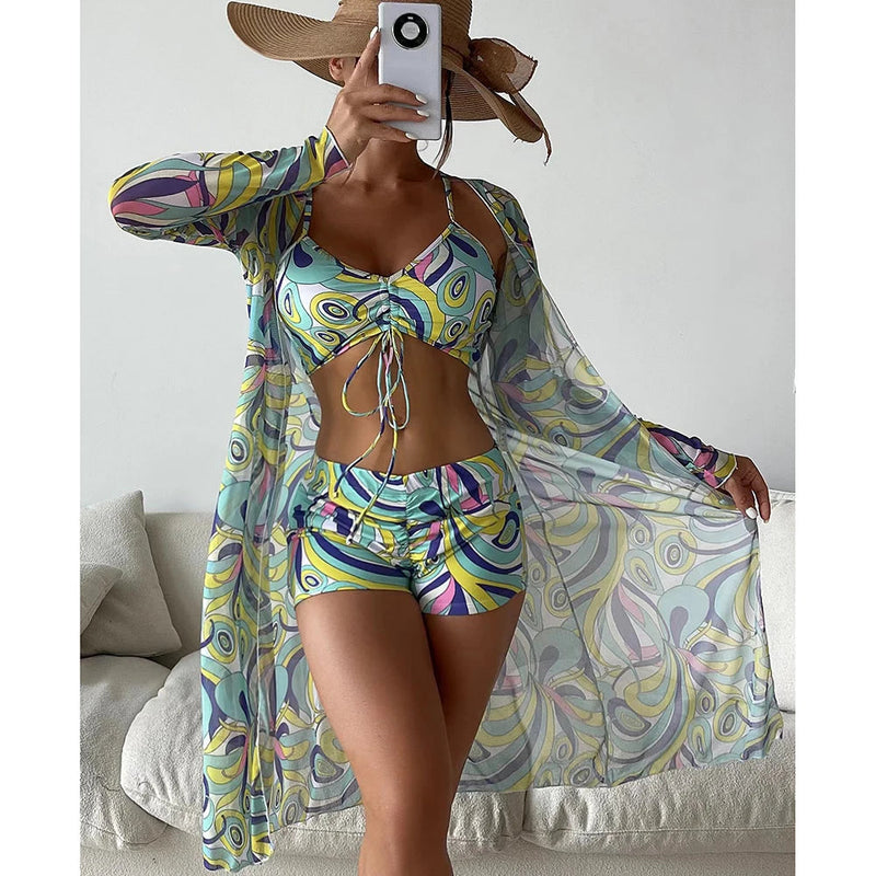 Saída de Praia Lívia + Biquíni Saída de Praia Lívia+ Biquíni KITO MAGAZINE Verde/Rosa P 