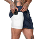 Shorts Masculino DryFit Com Compressão + [BRINDE EXCLUSIVO] Shorts Masculino DryFit Com Compressão + [BRINDE EXCLUSIVO] KITO MAGAZINE Azul-Marinho M 