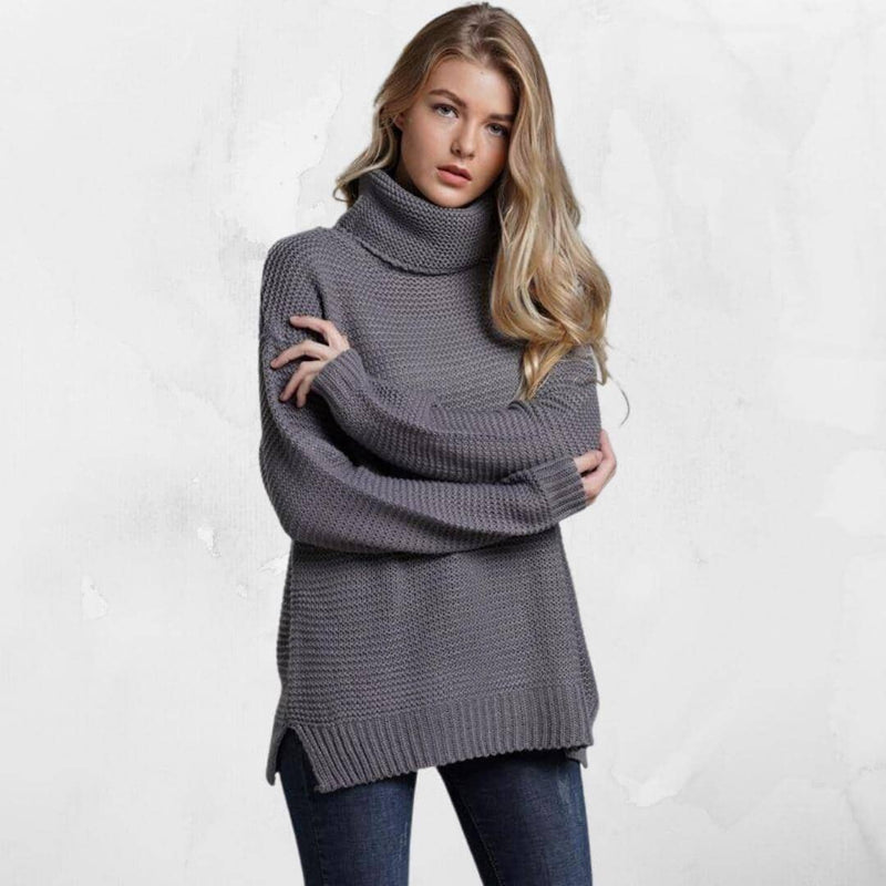 Suéter Feminino Suelen Tricô Gola Alta Casacos Femininos - Suéter Feminino Suelen Tricô Gola Alta - Conforto e Elegância para Todos os Looks Kito Magazine Cinza P 